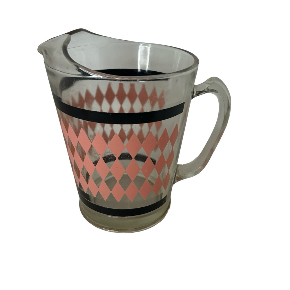 Vintage Reteo Pink & Black Hazel Atlas Glass Pitcher